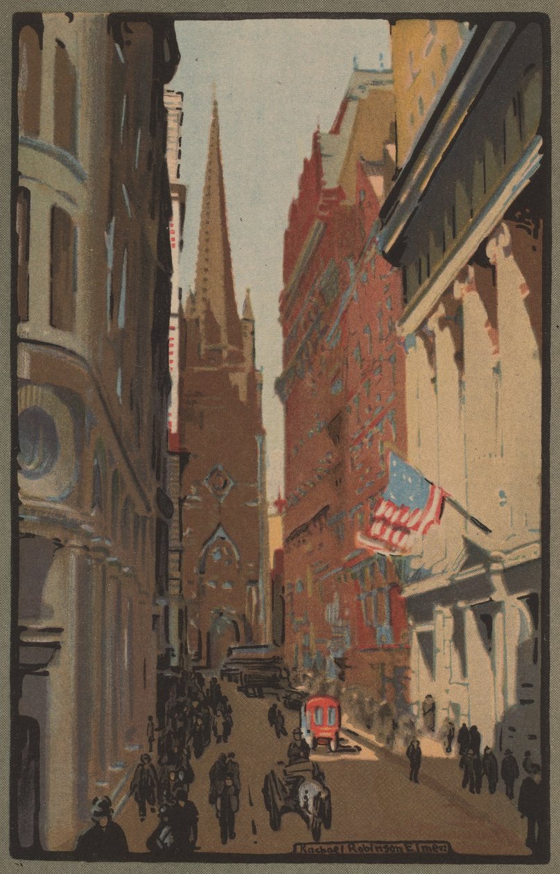 Igreja da Trindade e Wall Street, 1914. de Rachael Robinson Elmer
