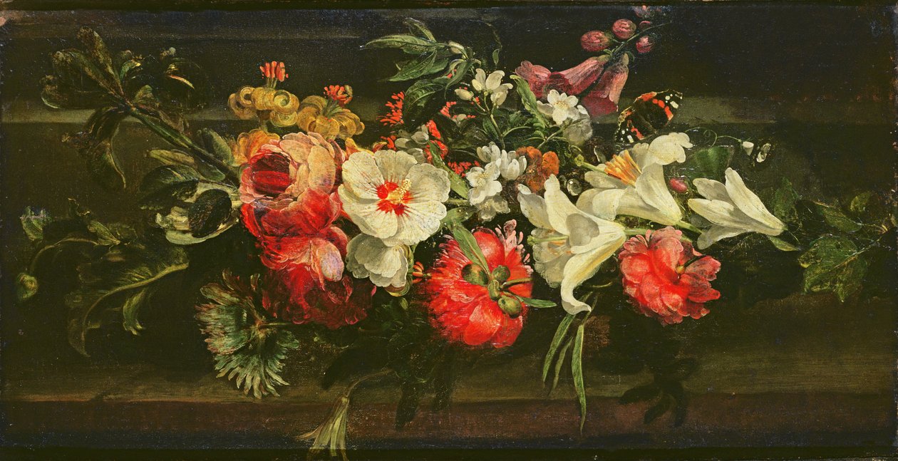 Ainda vida com rosas, lírios e outras flores de Rachel Ruysch