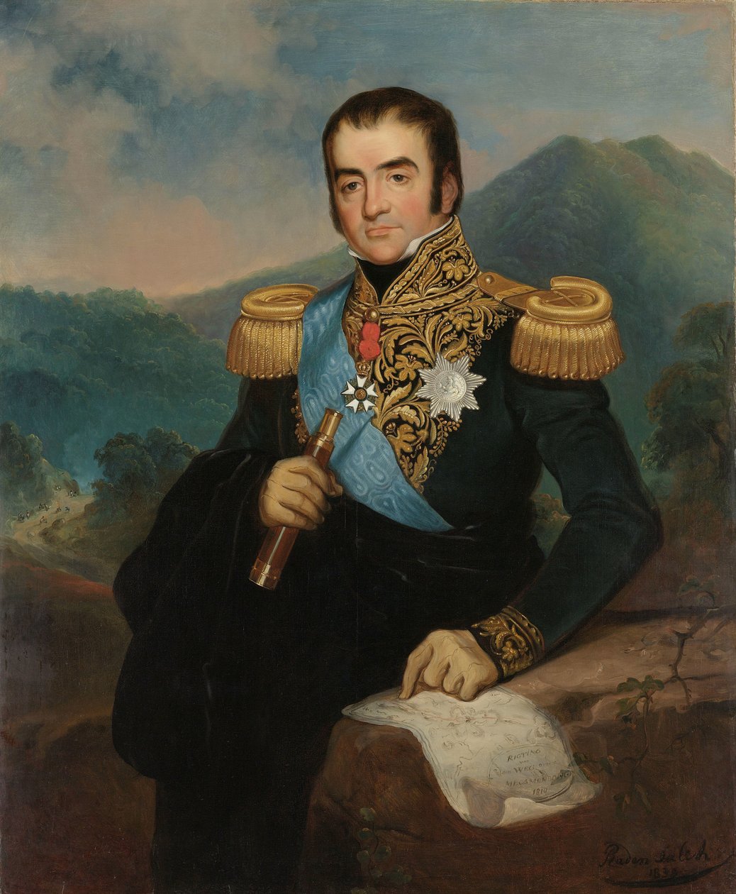 Retrato póstumo de Herman Willem Daendels, governador-geral das Índias Orientais Holandesas de Raden Sarief Bastaman Saleh