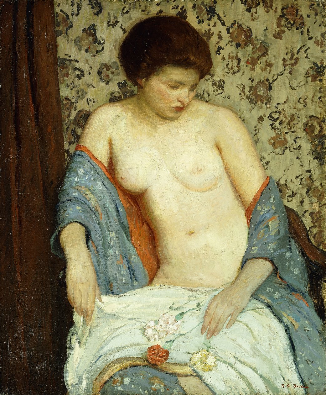 Nu com Kimono Azul (óleo sobre tela) de Rae Sloan Bredin