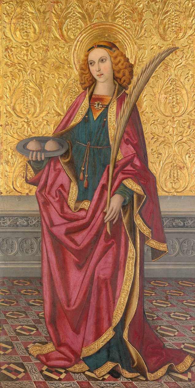 Santa Ágata, c.1500 (óleo e ouro sobre painel) de Rafael Vergós