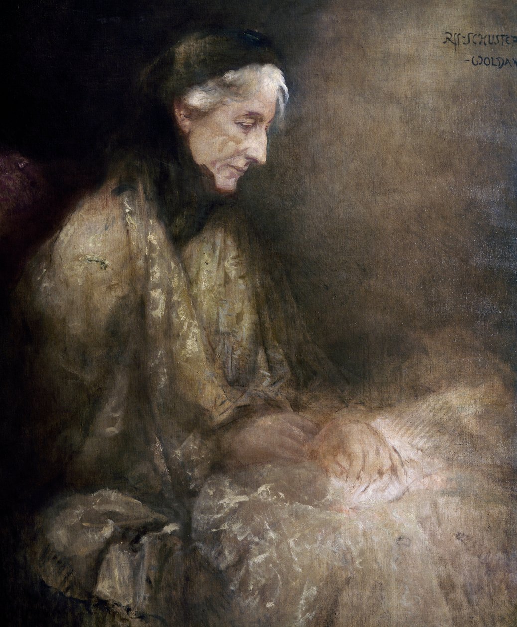 Retrato de Cosima Wagner (1838 - 1930), filha de Franz Liszt, esposa de Richard Wagner (óleo sobre tela) de Raffael Woldan Schuster