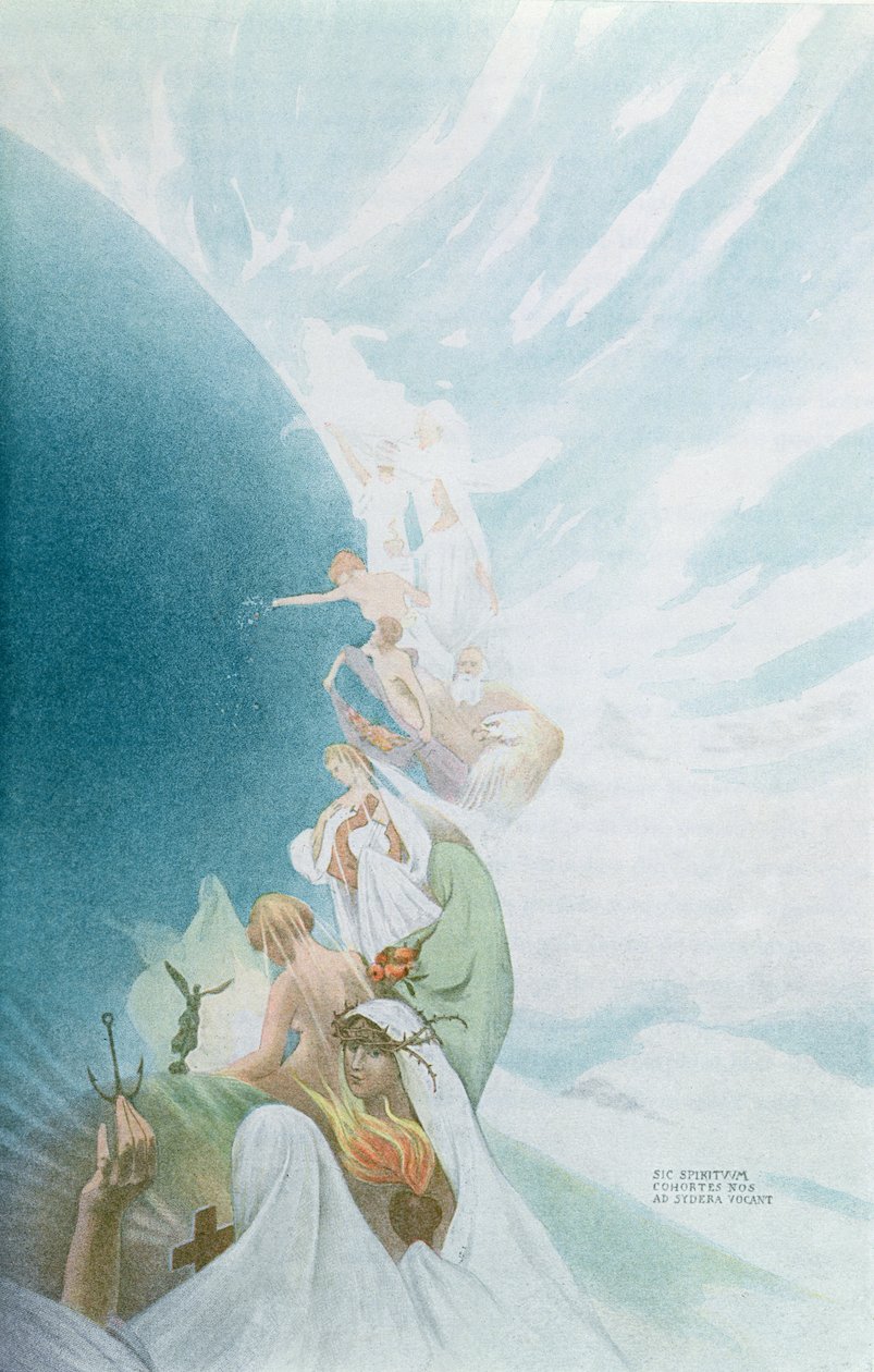 Ensinando a outra vida e inspiração, ilustração de um texto de Gustave Flaubert (1821-1880) da antologia Nos Invisibles, de Charles dOrino, Paris, 1907 de Raffaele Mainella
