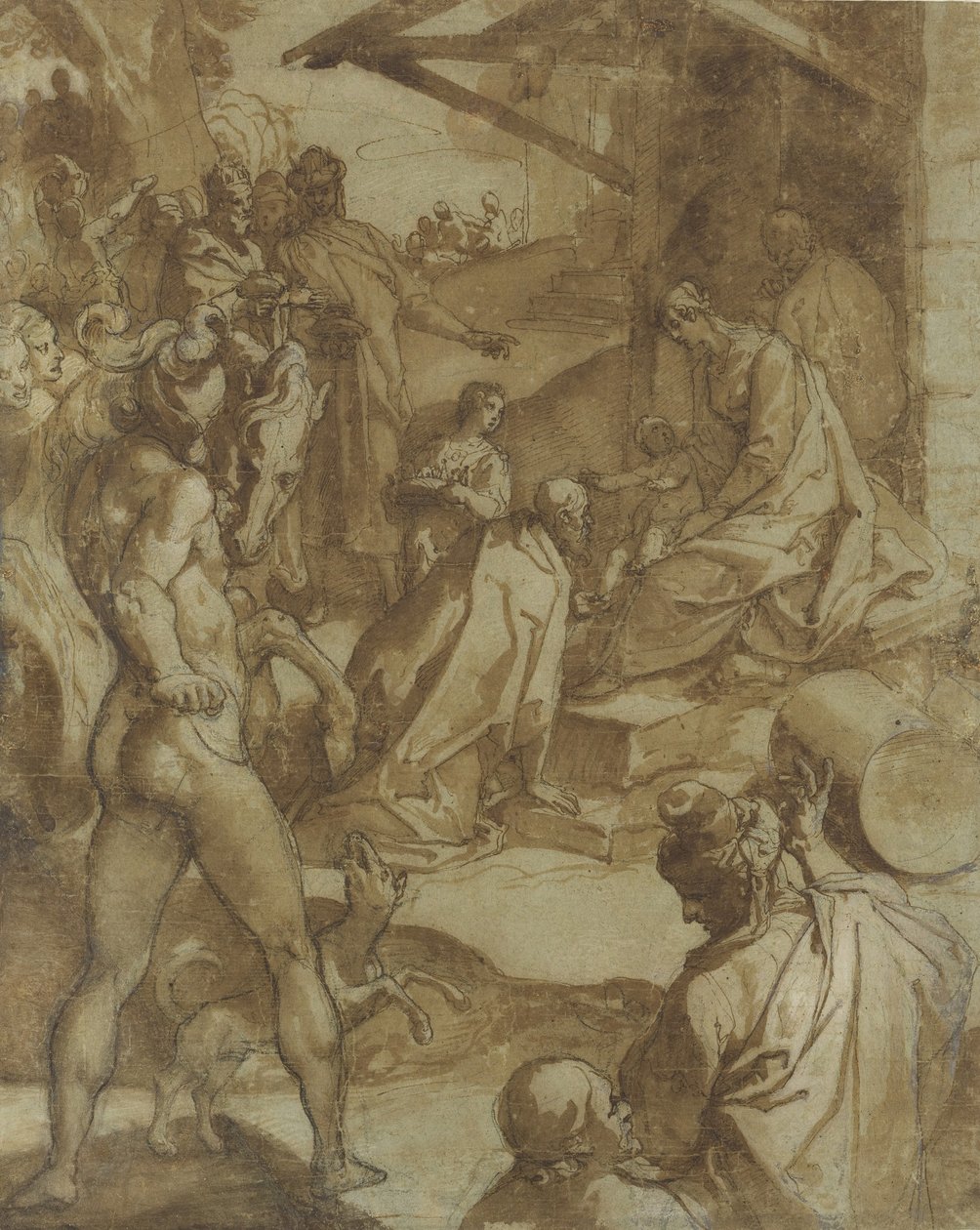 A Adoração dos Magos, 1550-78. de Raffaellino da Reggio