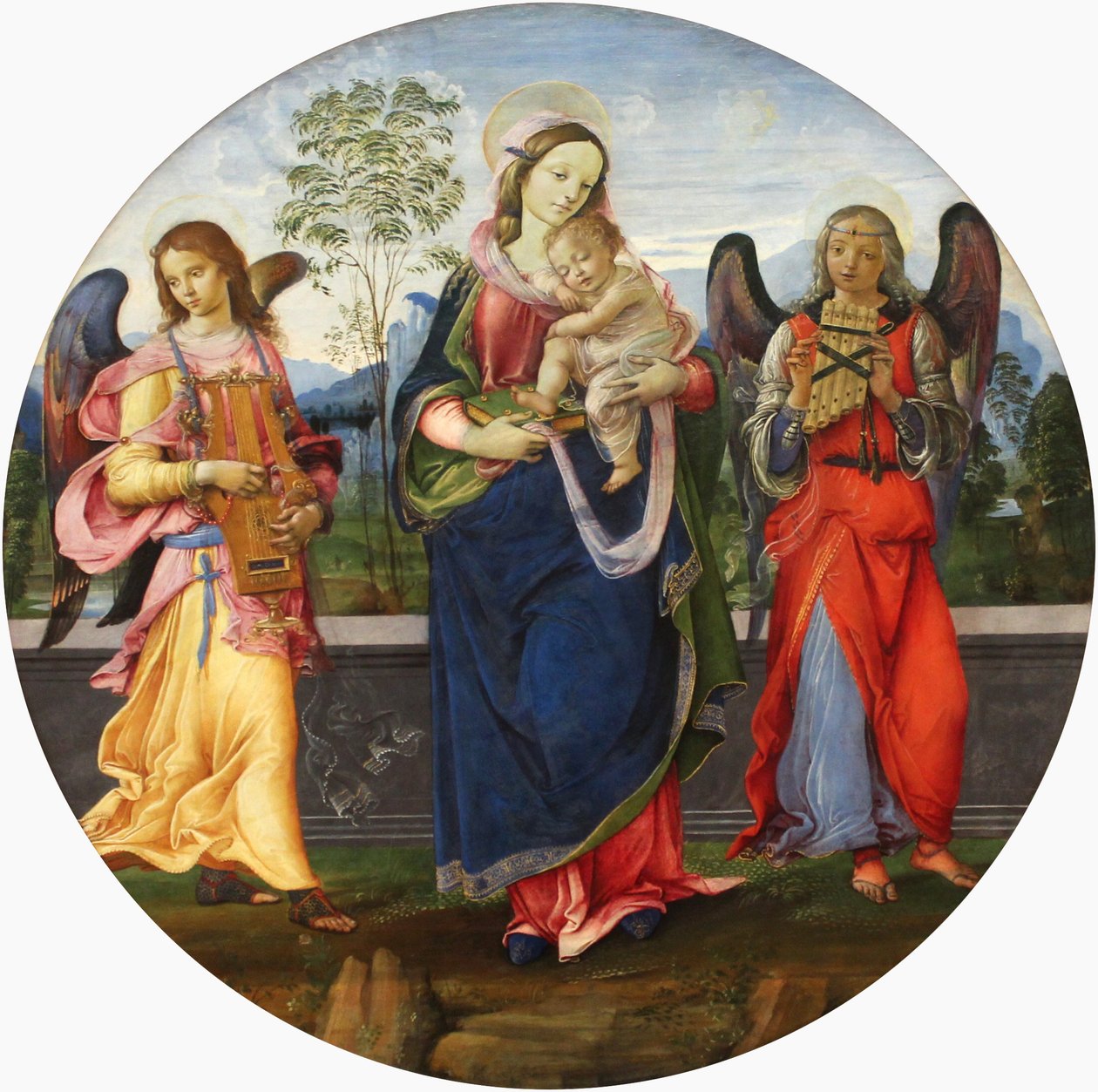 Nossa Senhora e o Menino com dois anjos a tocar música de Raffaellino del Garbo