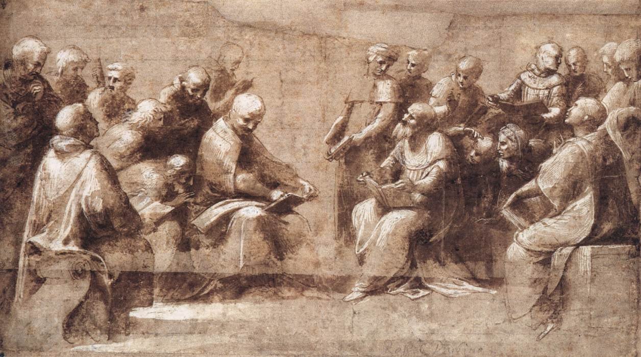 Design para a metade inferior do Disputa de Raffaello Sanzio Raphael