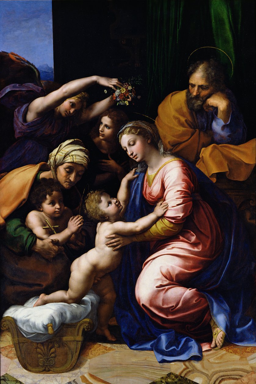 Sagrada Família (conhecida como a Grande Família de François I), 1518 de Raffaello Sanzio Raphael