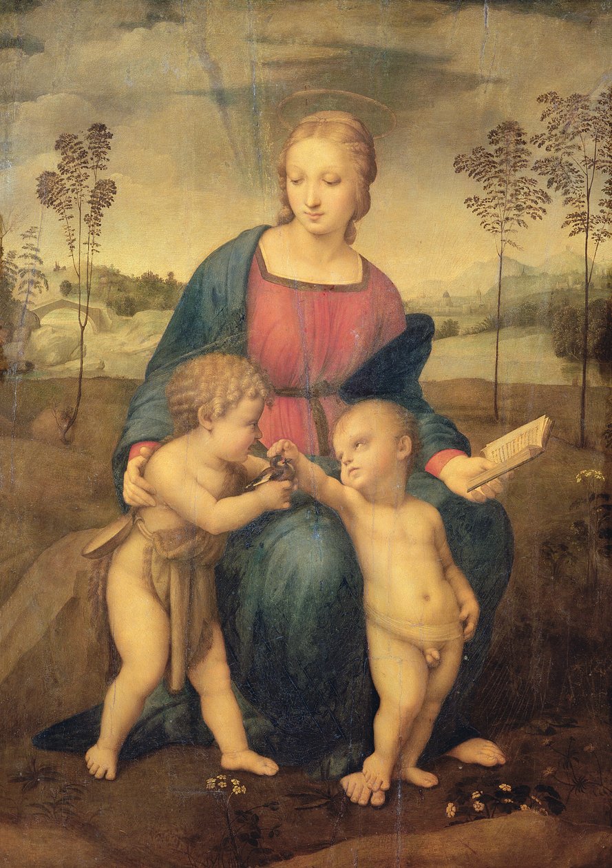 Madonna do Pintassilgo, c.1506 (pré restauração) de Raffaello Sanzio Raphael