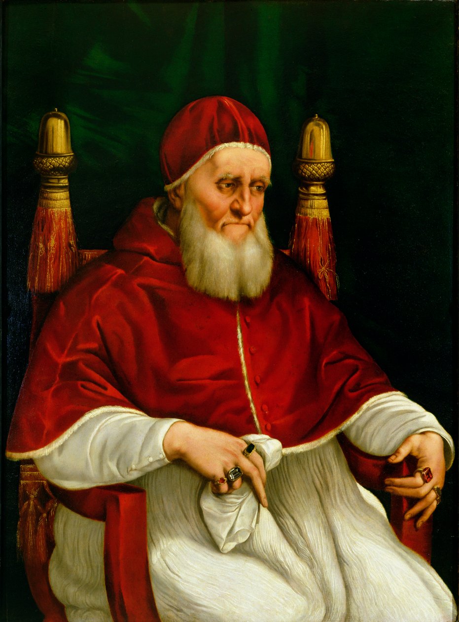 Retrato do Papa Júlio II (1443-1513) c.1512 de Raffaello Sanzio Raphael
