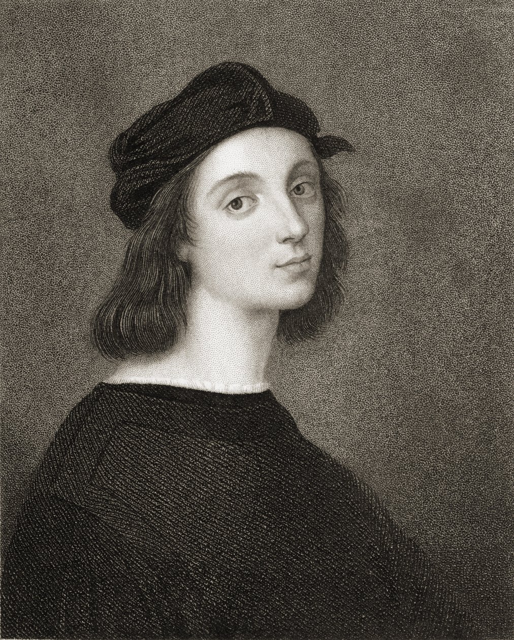 Rafael (Raffaello Sanzio) de Urbino (1483-1520) da &39;Galeria dos Retratos&39;, publicado em 1833 de Raffaello Sanzio Raphael