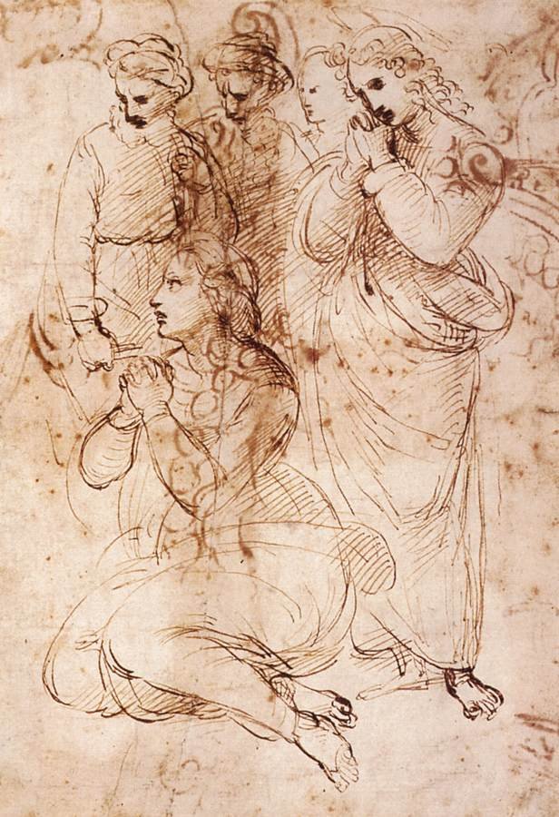 Estudo de figuras de luto de Raffaello Sanzio Raphael