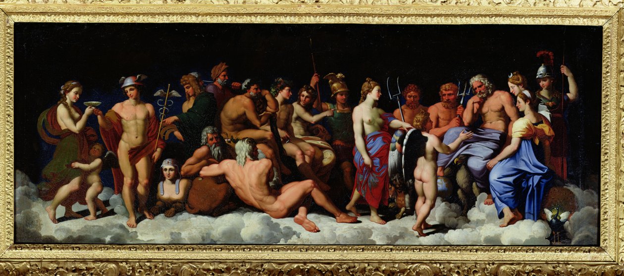 A Assembléia dos Deuses, depois dos afrescos na Loggia da Farnesina em Roma de Raffaello Sanzio Raphael
