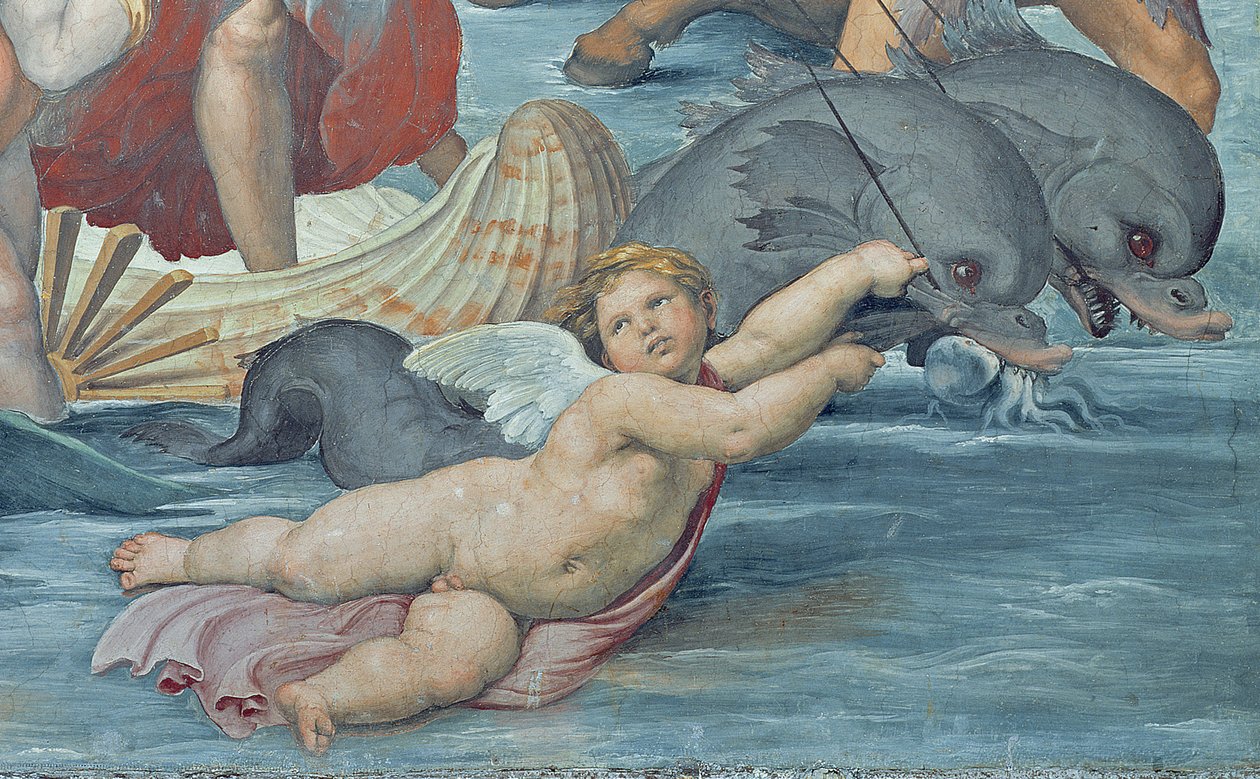 O triunfo de Galatea, 1512-14 (detalhe de 56473) de Raffaello Sanzio Raphael