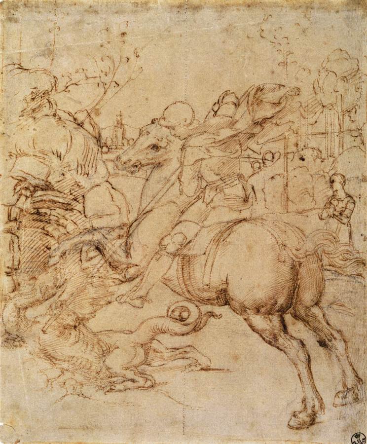 papelão para San Giorgio e o Dragão de Raffaello Sanzio Raphael
