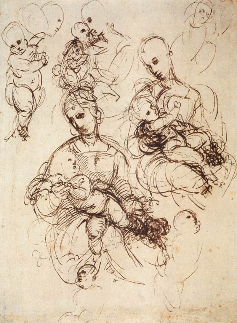 estudos para madonnas com crianças de Raffaello Sanzio Raphael
