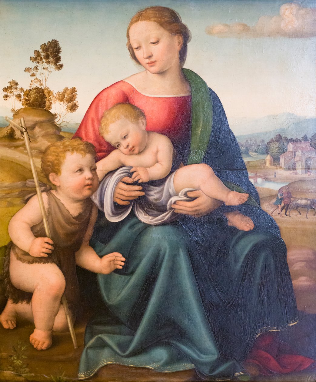 Madonna and Child with the Young St John, início do século XVI, Raffaello Botticini (óleo sobre painel) de Raffaello (attr.to) Botticini