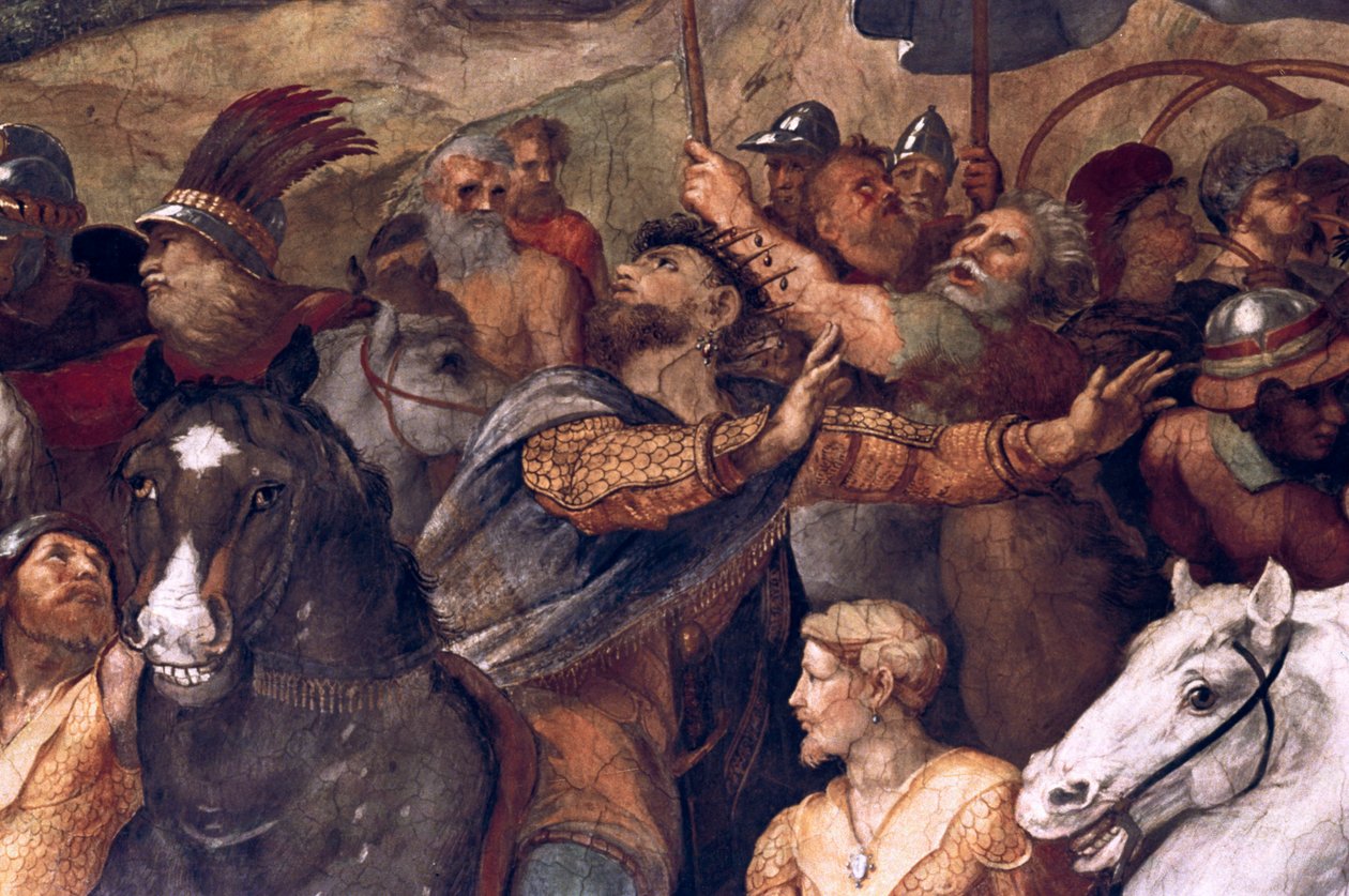Papa Leão I, Repulsão de Átila, detalhe, 1511-14 de Raffaello Sanzio Raphael