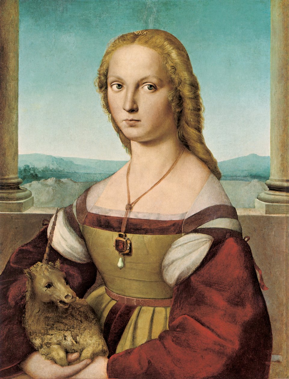 Retrato de uma jovem senhora com um unicórnio, 1505-1506 de Raffaello Sanzio Raphael
