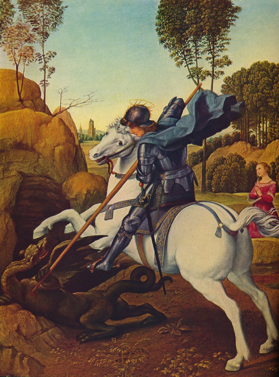 São Jorge e o Dragão, c1505 de Raffaello Sanzio Raphael