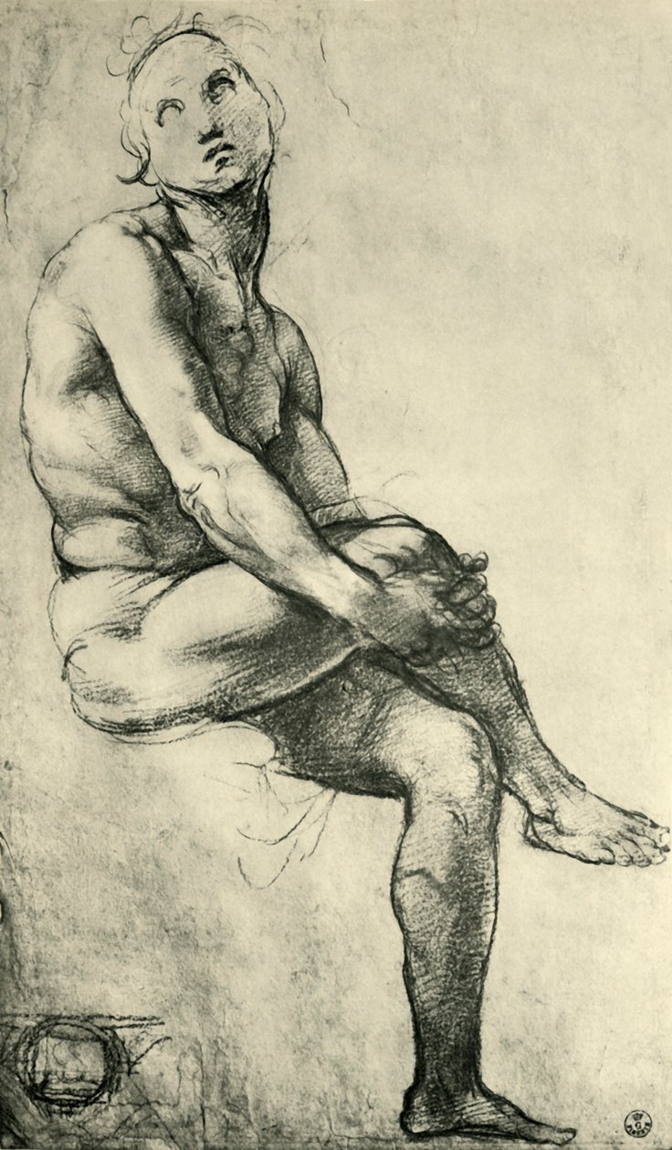 Nu masculino sentado, 1509-1511, 1943. de Raffaello Sanzio Raphael