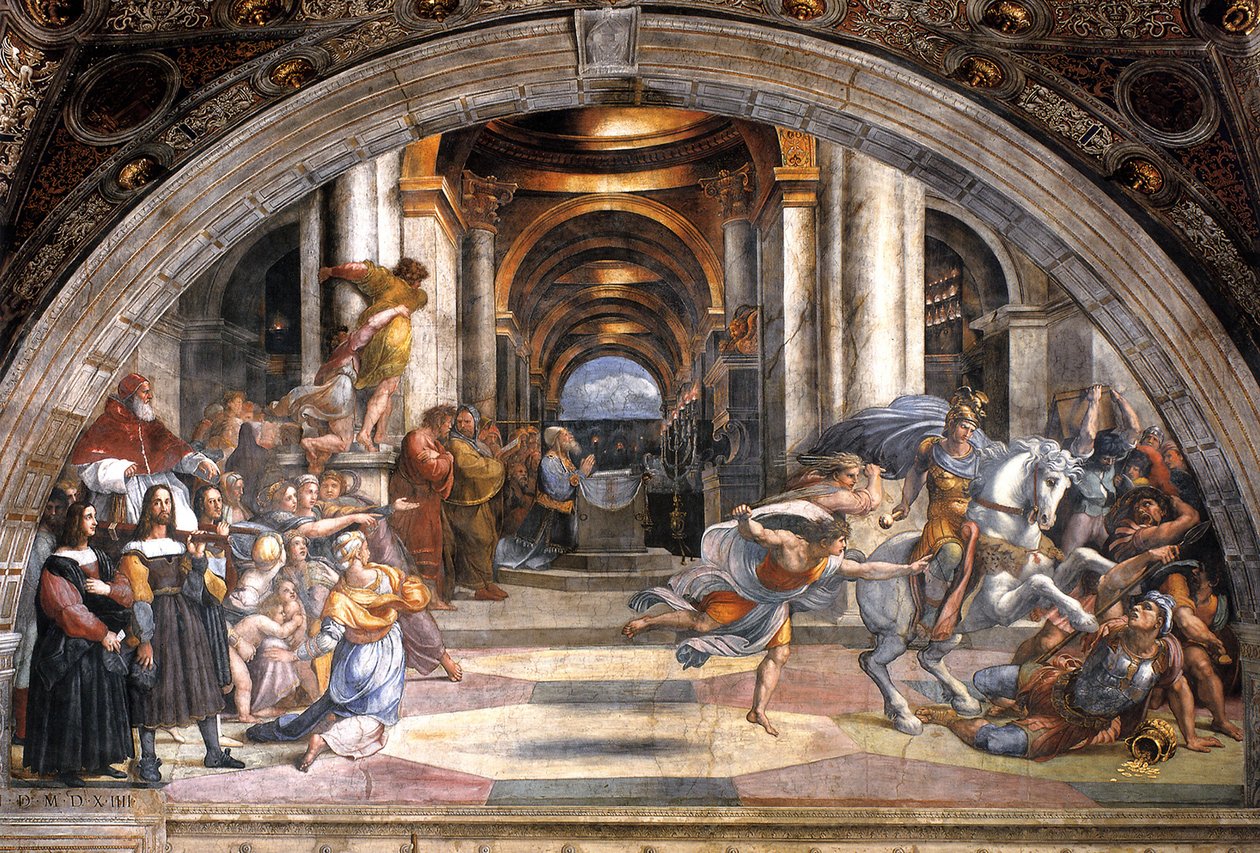A expulsão de Heliodoro, 1511-1512 de Raffaello Sanzio Raphael