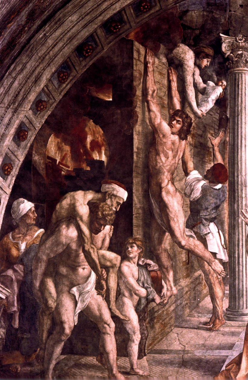 O fogo no detalhe Borgo, 1514 de Raffaello Sanzio Raphael