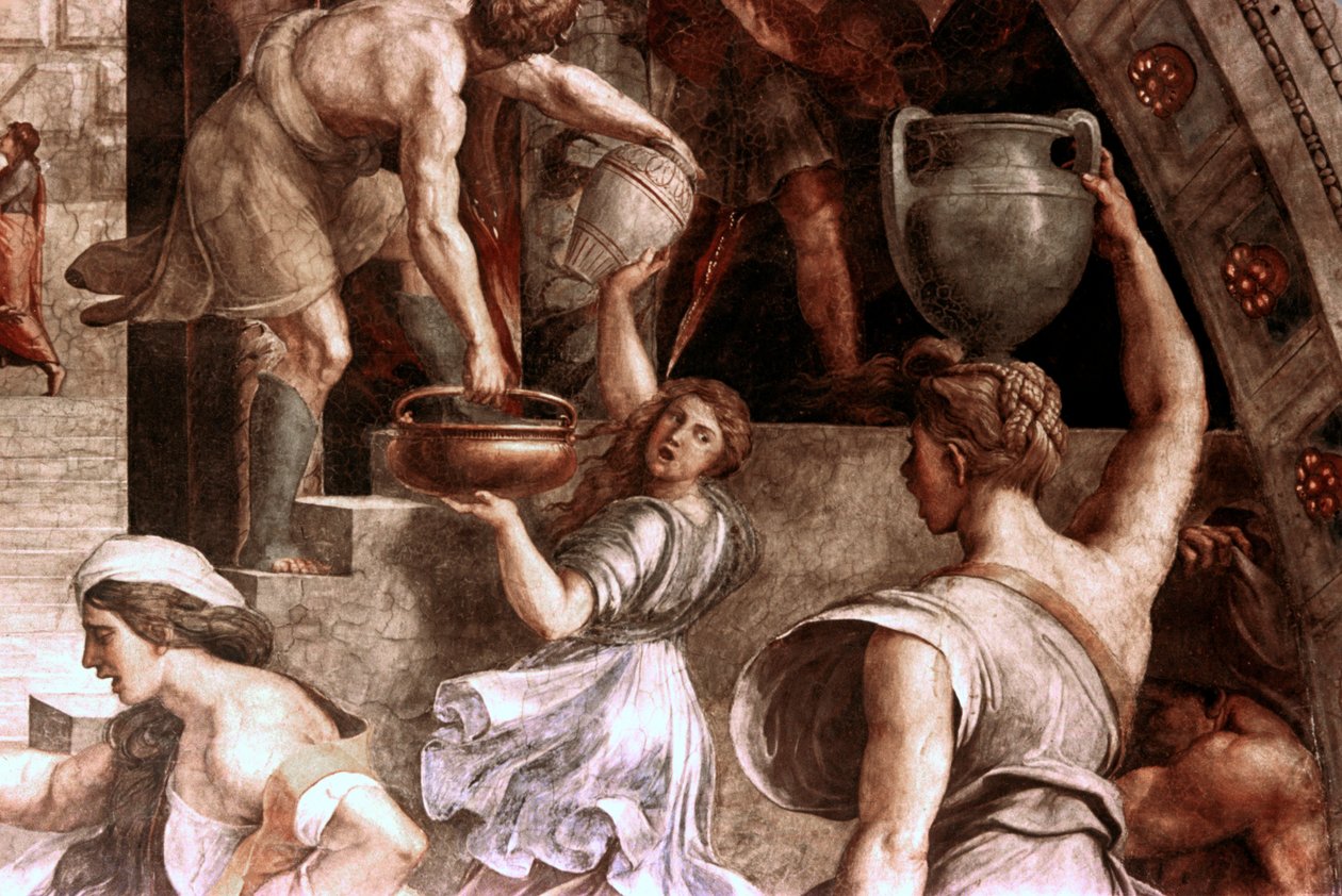 O fogo no detalhe Borgo, 1514 de Raffaello Sanzio Raphael