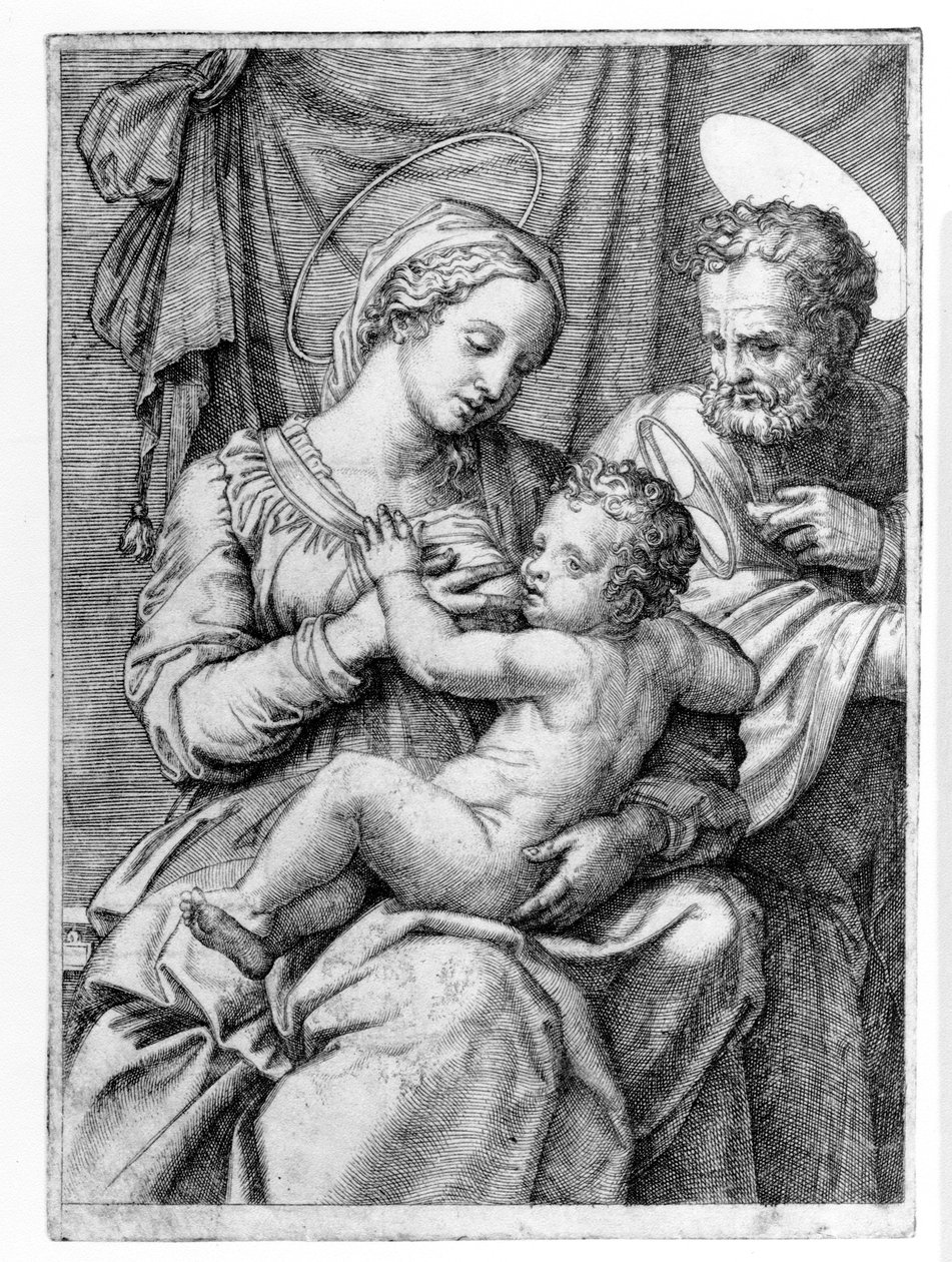 A Sagrada Família, gravada por Marcantonio Raimondi, c.1515 de Raffaello Sanzio Raphael