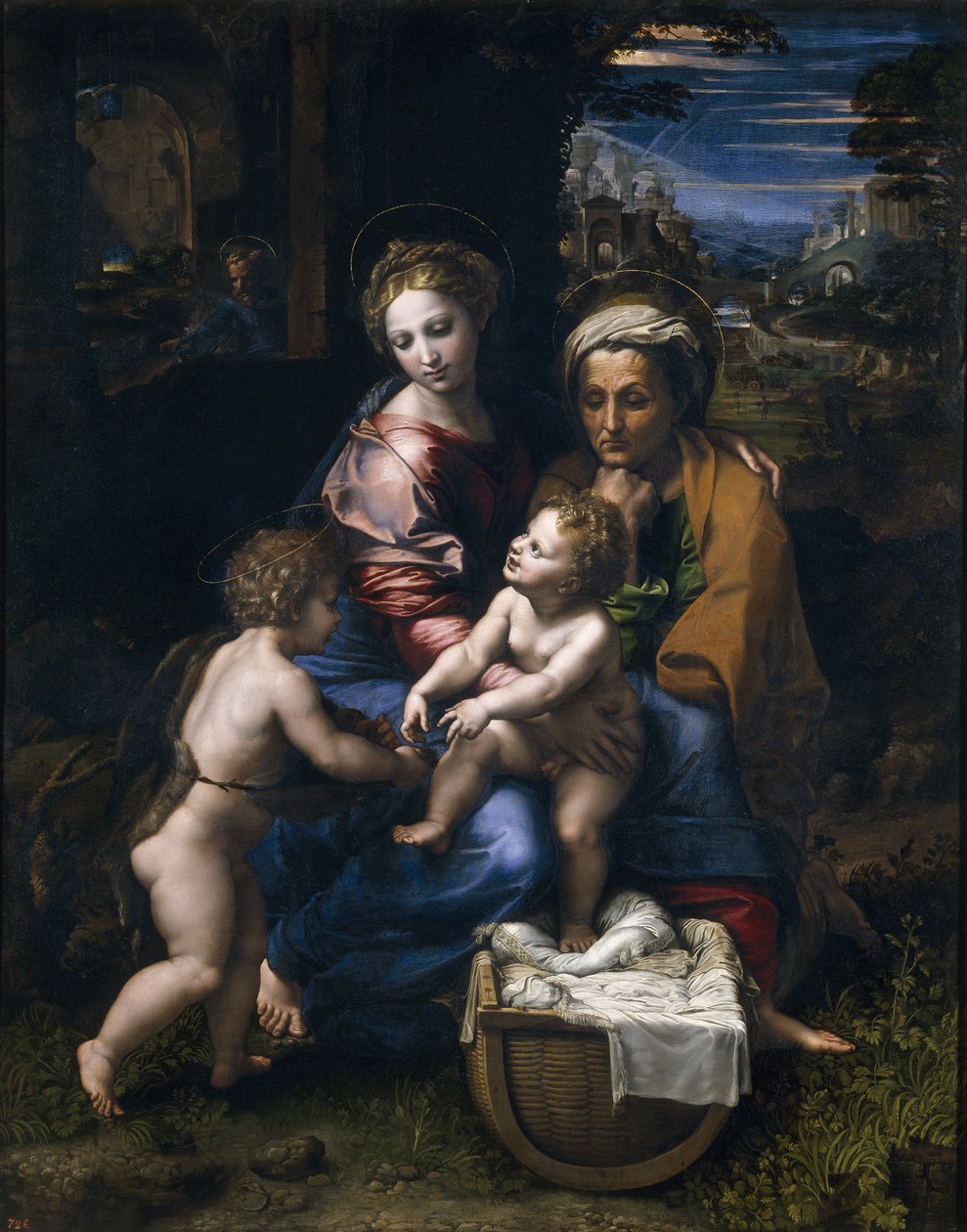 A Sagrada Família com João Batista e Santa Isabel La Perla de Raffaello Sanzio Raphael