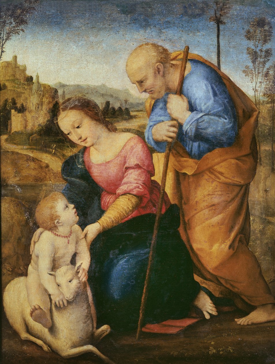 A Sagrada Família com um Cordeiro (óleo sobre madeira) de Raffaello Sanzio Raphael