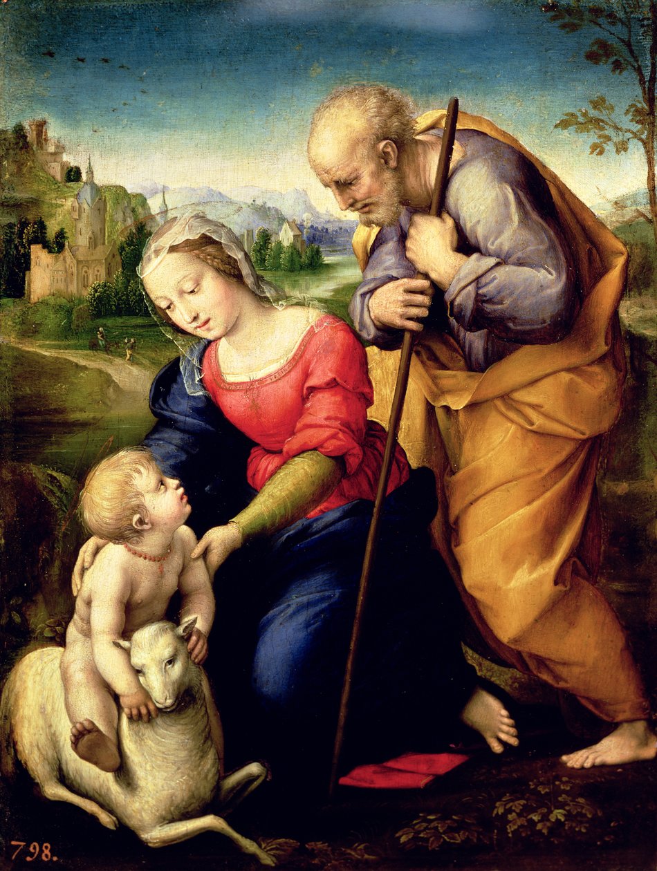 A Sagrada Família com um Cordeiro, 1507 de Raffaello Sanzio Raphael