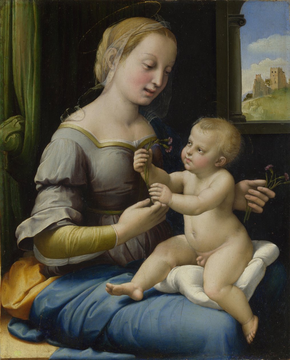 A Madonna dos Rosa A Madonna dos Cravos, ca 1506-1507 de Raffaello Sanzio Raphael