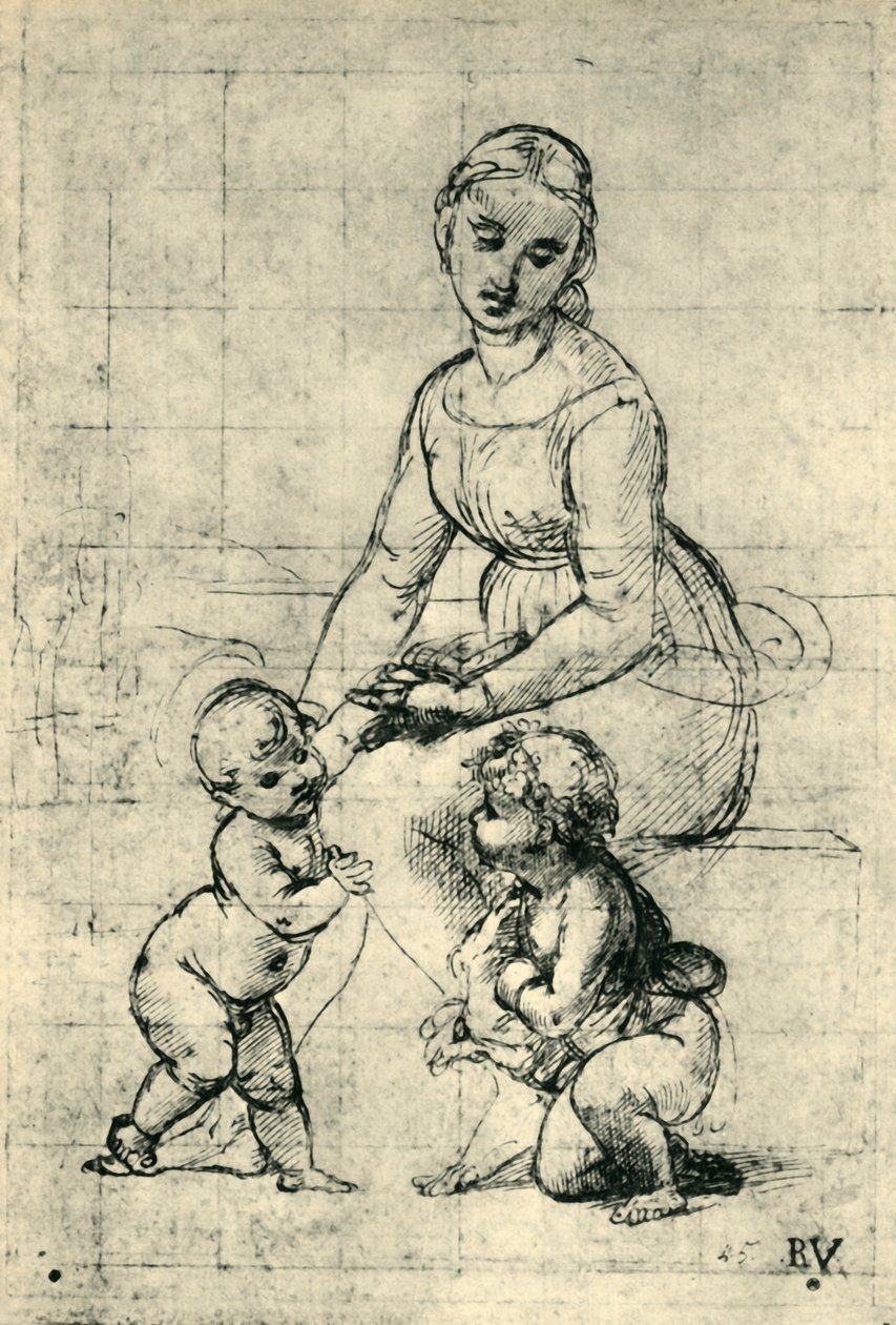 A Madonna, o Menino Jesus e São João, 1507, 1943. de Raffaello Sanzio Raphael