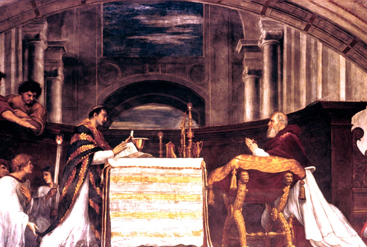 Detalhe da missa em Bolsena, 1512 de Raffaello Sanzio Raphael