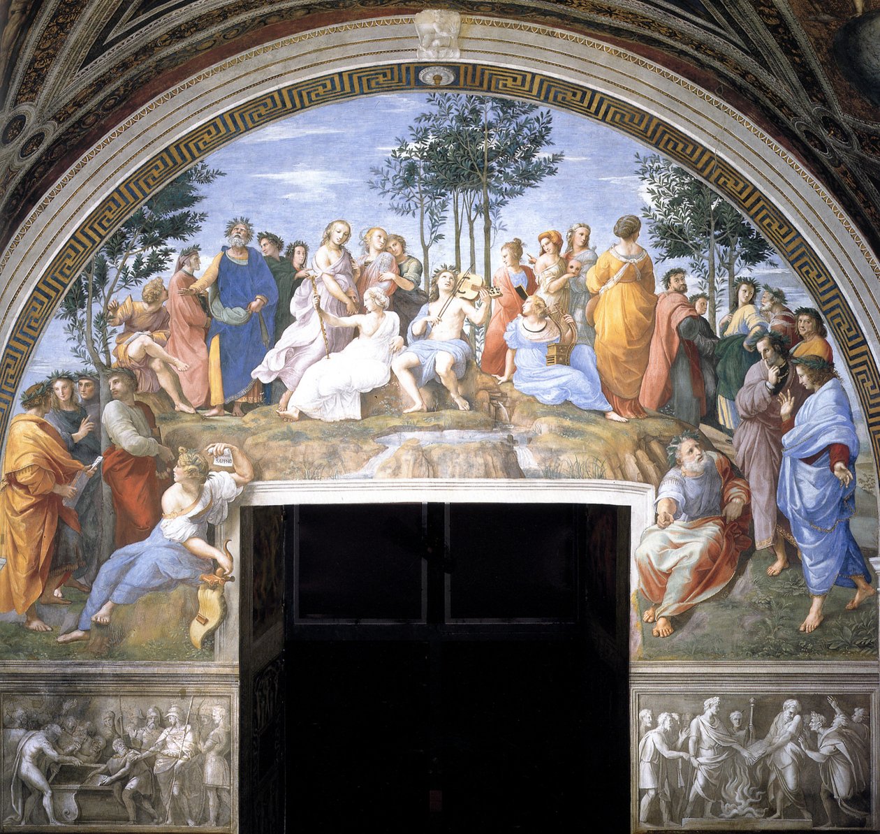 O fresco de Parnassus na Stanza della Segnatura, 1509-1511 de Raffaello Sanzio Raphael