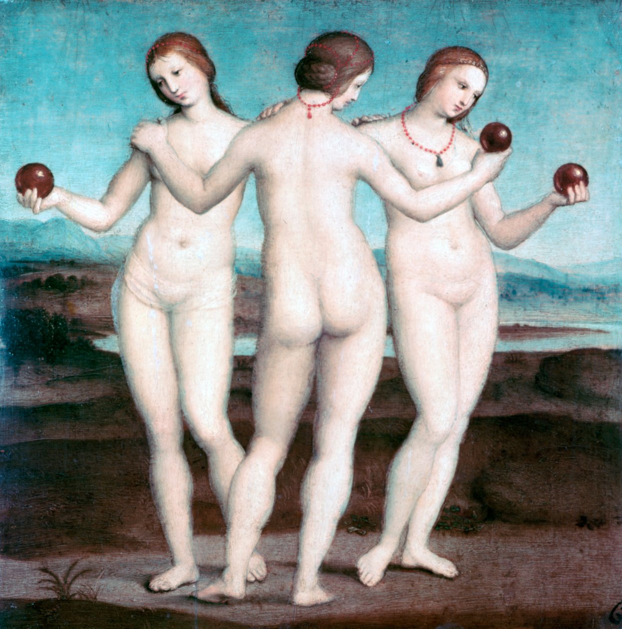 As Três Graças, 1504-1505 de Raffaello Sanzio Raphael