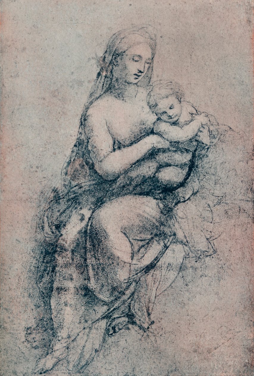 A Virgem e o Menino, estudo para a Madonna di Foligno, c1511. 1903 de Raffaello Sanzio Raphael