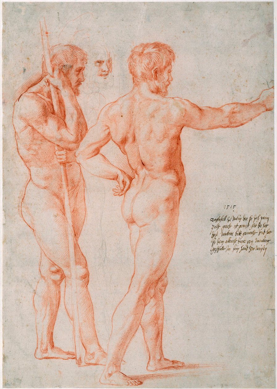 Dois Estudos Nus, 1515 de Raffaello Sanzio Raphael