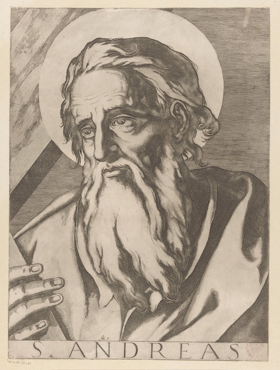 Santo André St. Andrew (título no objeto) Cristo, Maria en de twaalf apostelen (título da série) O Sagrado Colégio Apostólico (título da série) de Raffaello Schiaminossi
