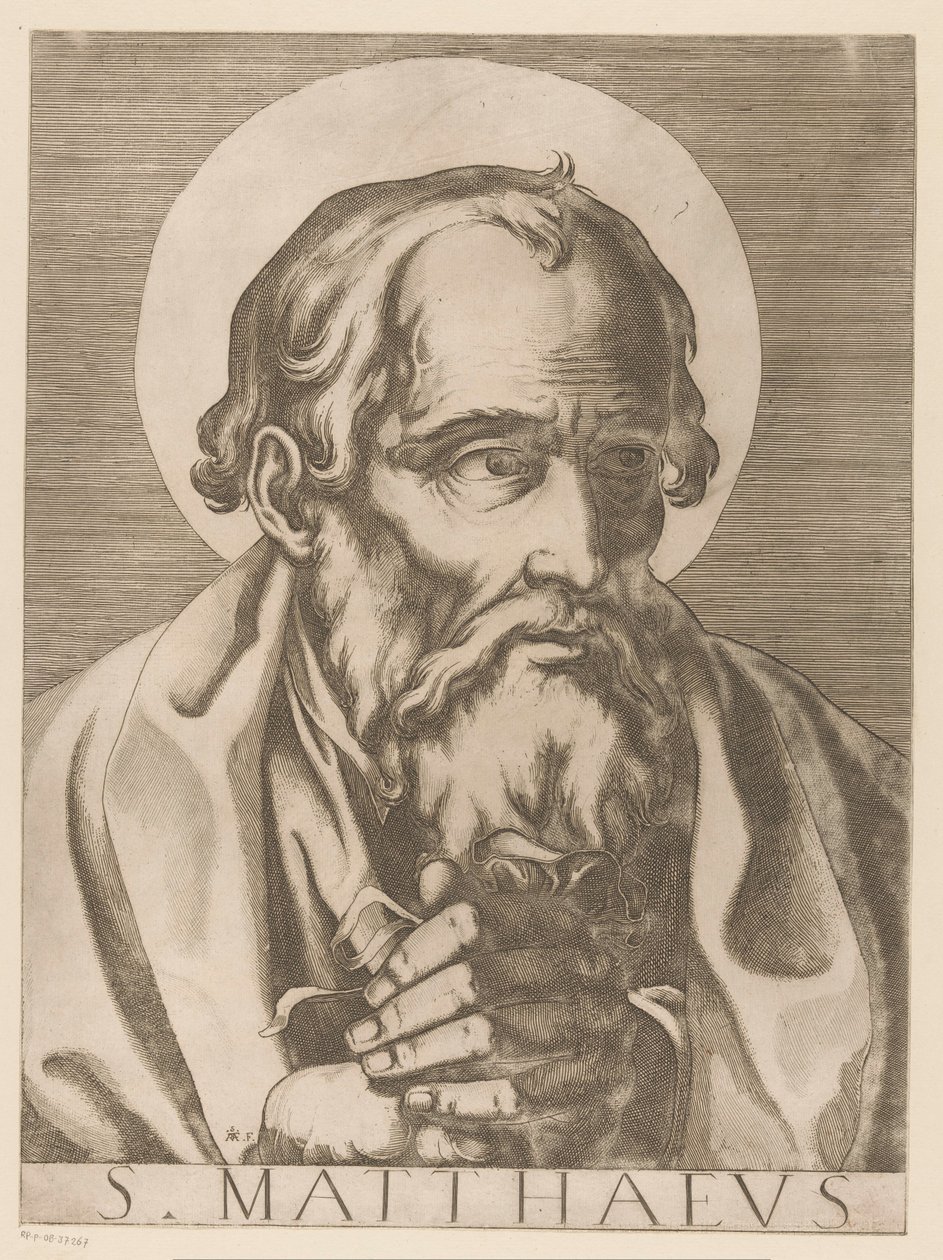 São Mateus
S. Matthaeus (título sobre o objecto)
Cristo, Maria e os doze apóstolos (título da série)
Il sacrato collegio apostolico (título da série) de Raffaello Schiaminossi
