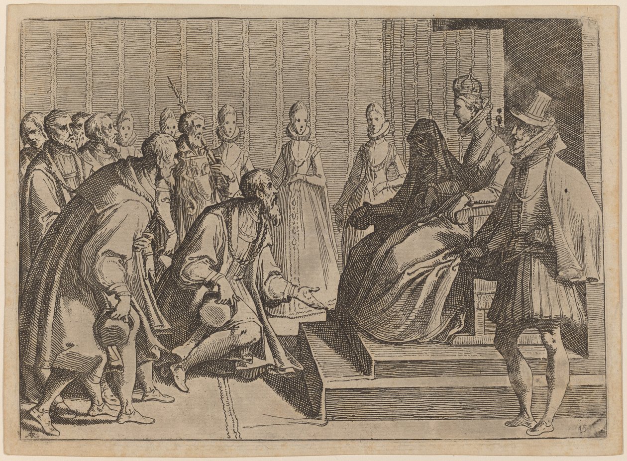 Margaret da Áustria dando audiência a um nobre de Raffaello Schiaminossi