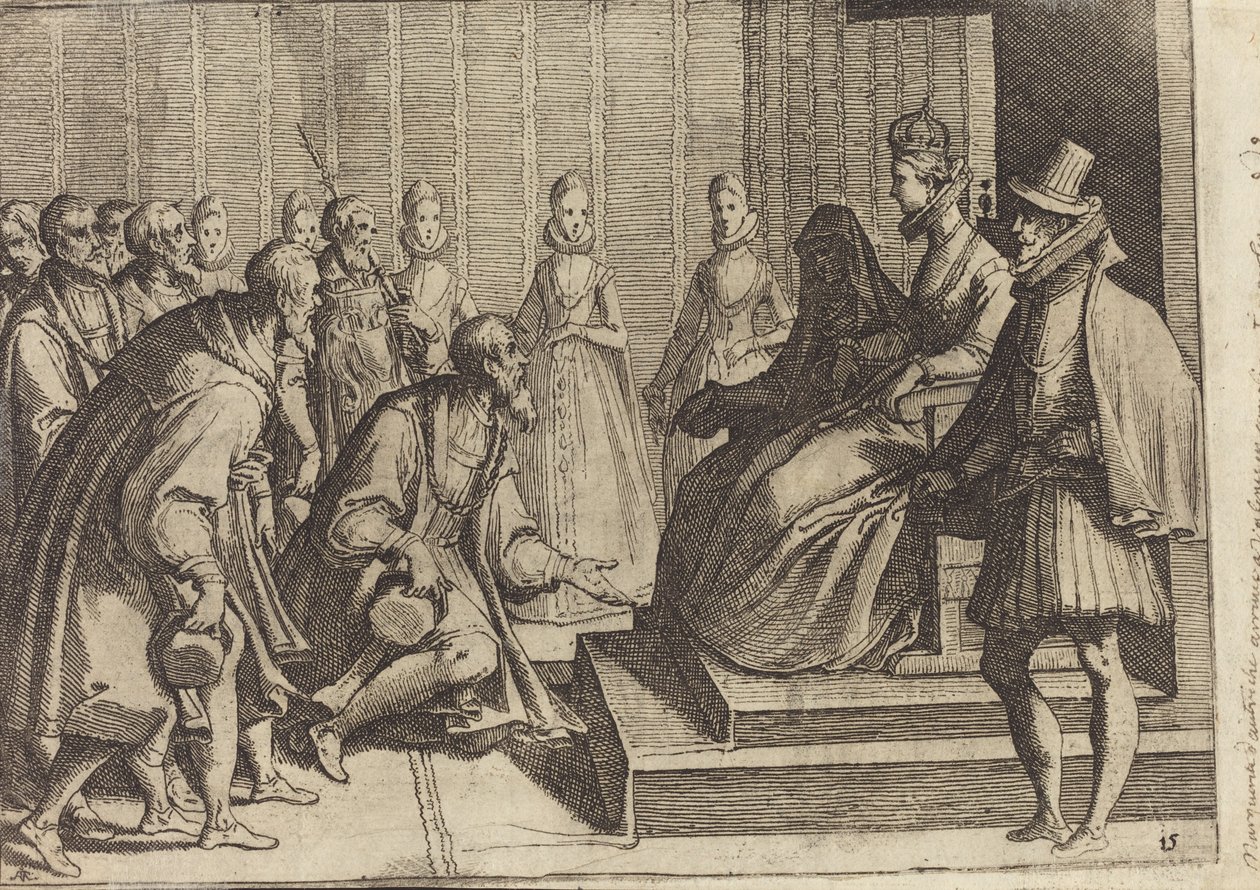 Margaret da Áustria dando audiência a um nobre [verso] de Raffaello Schiaminossi