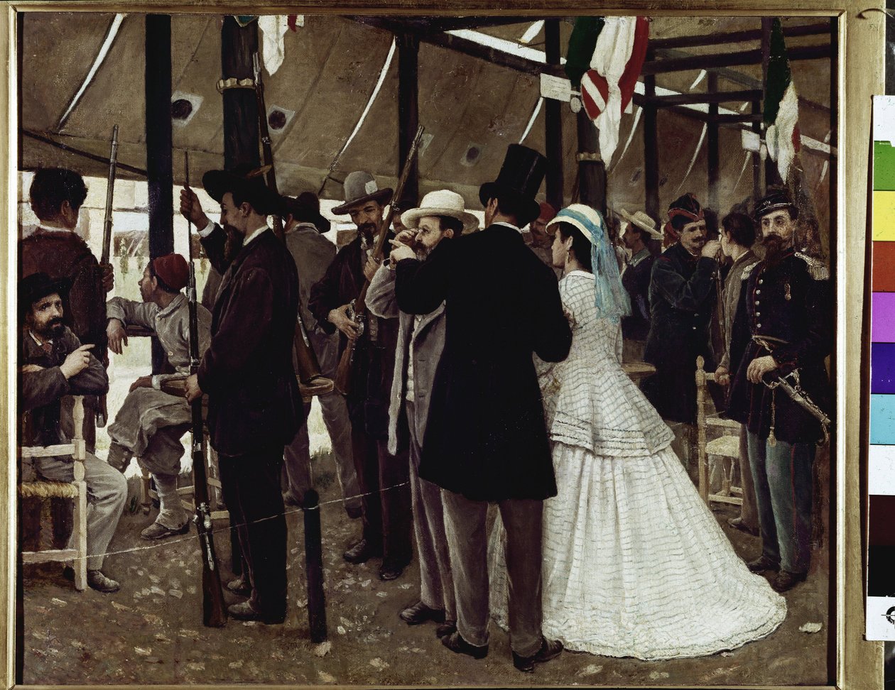 Patriots a disparar espingarda (óleo sobre tela de Raffaello Sernesi