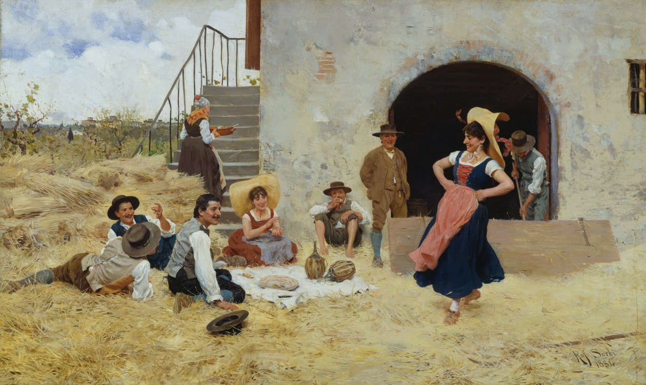 Dança no pátio da quinta de Raffaello Sorbi