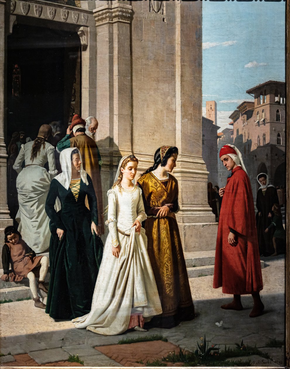 Dante encontra Beatriz de Raffaello Sorbi