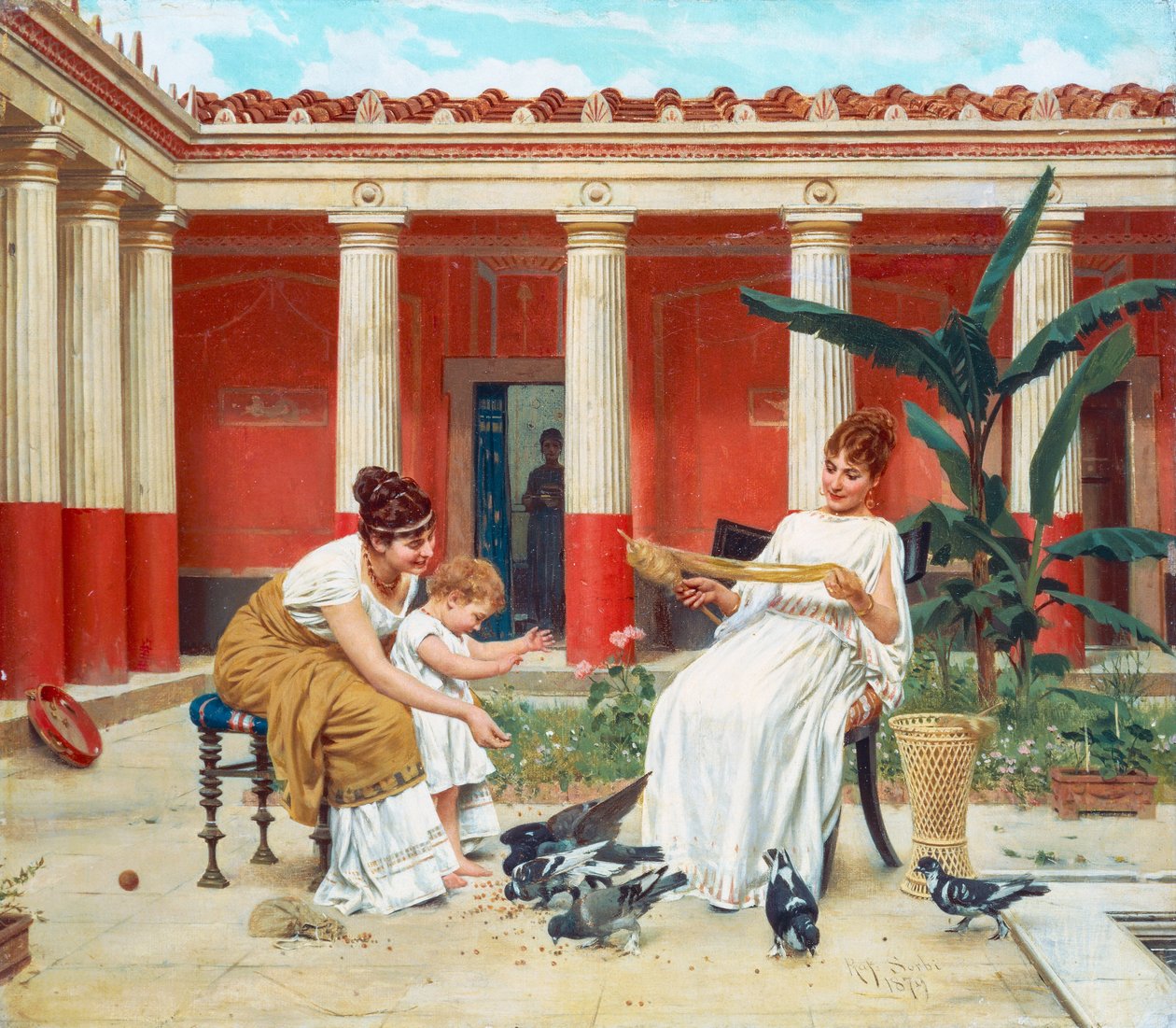Alimentando os pombos de Raffaello Sorbi