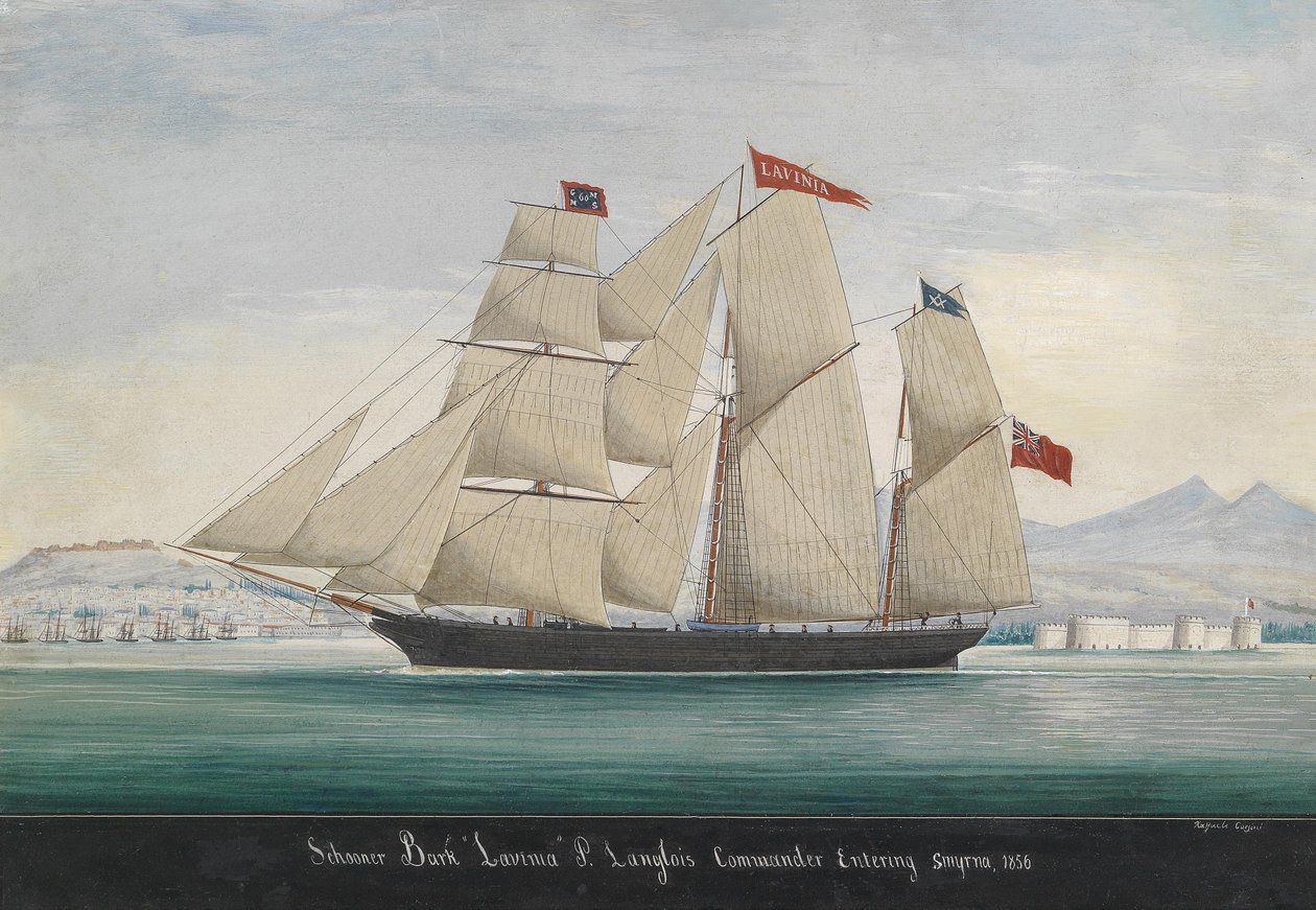 Schooner Bark Lavinia, Comandante de P. Langlois, entrando em Smyrna em 1856 de Raffaelo Corsini