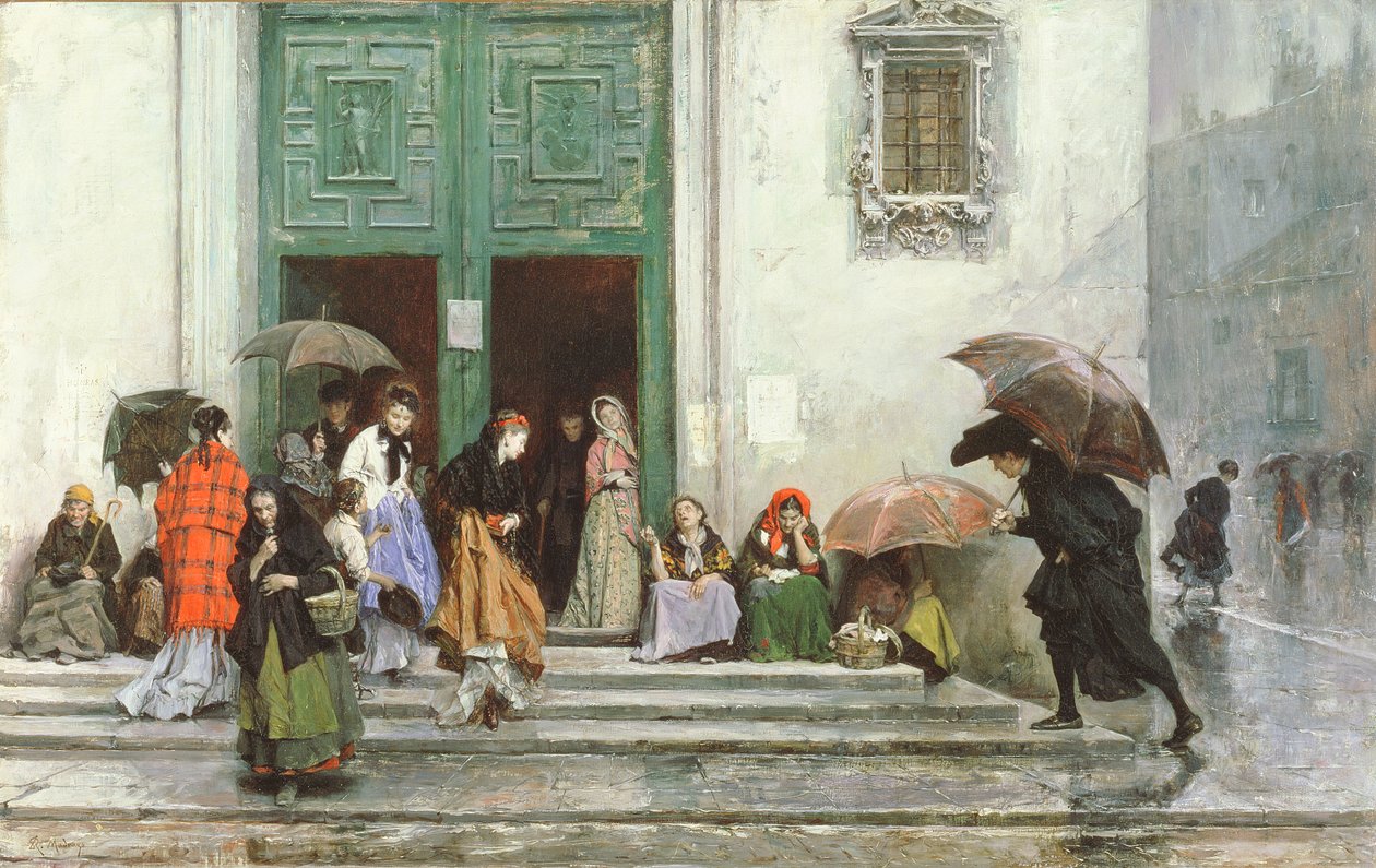 Saindo da Igreja, antes de 1875 de Raimundo de Madrazo y Garreta