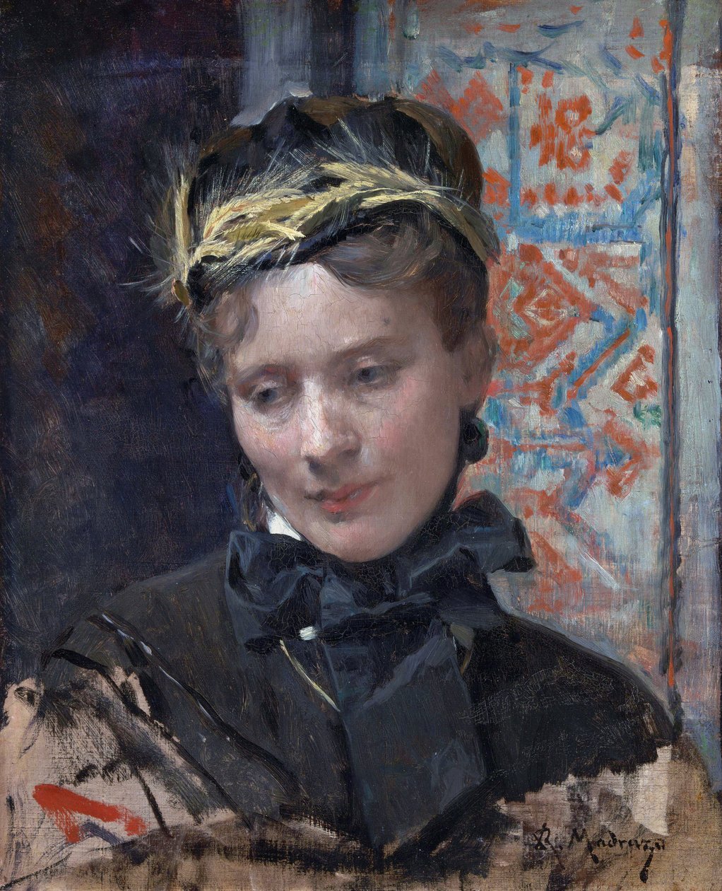 Retrato de uma Senhora - Peinture de Raimundo de Madrazo y Garreta (1841-1920), Óleo sobre tela 1885-1896 - National Gallery, Londres 49,5x40 de Raimundo de Madrazo y Garreta