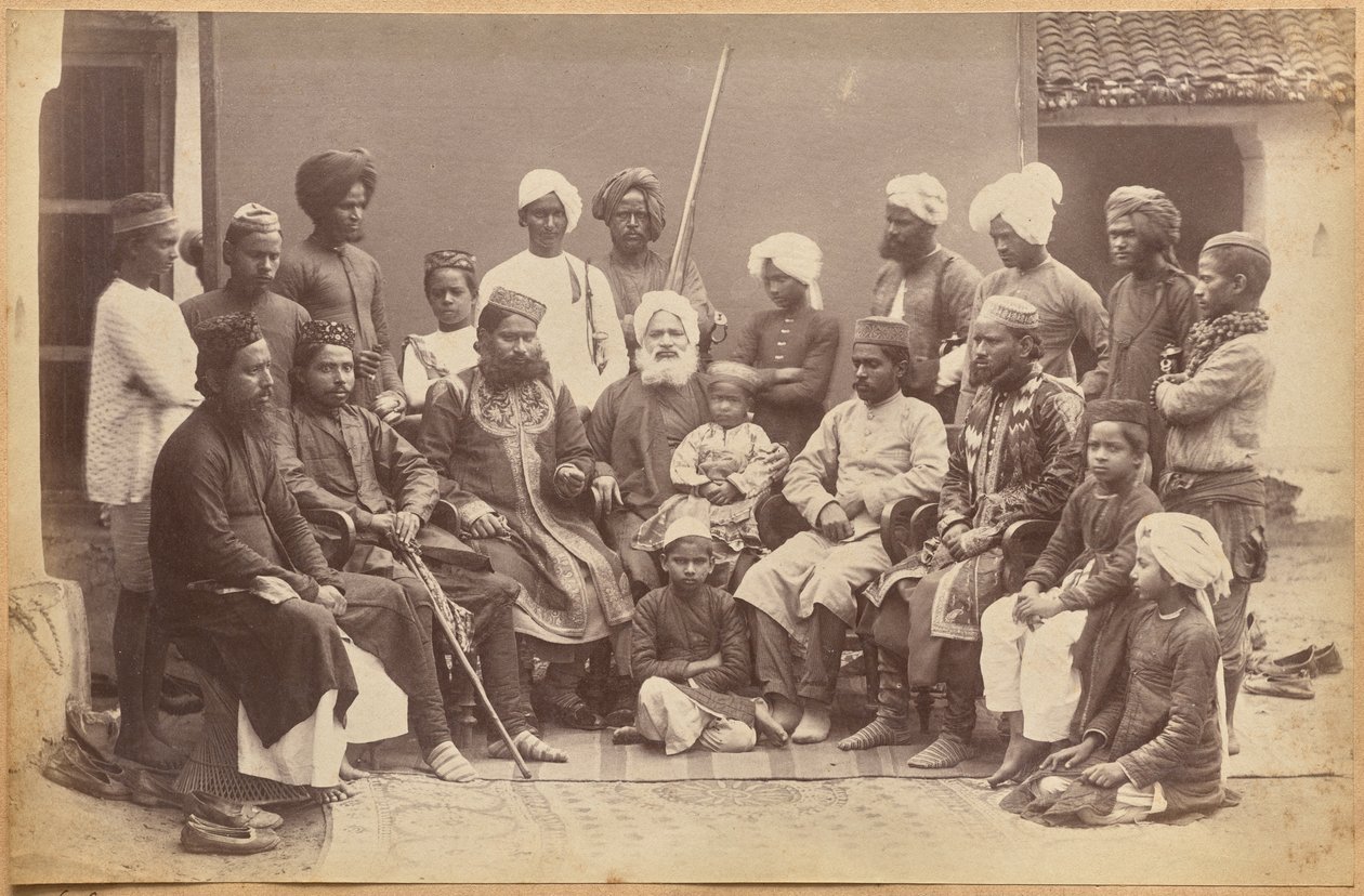 Família de Mowhri Rahman Alli Khan, Rewa (recto, em baixo) de Raja Deen Dayal
